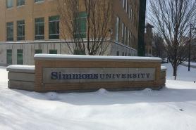 Simmons campus in the snow