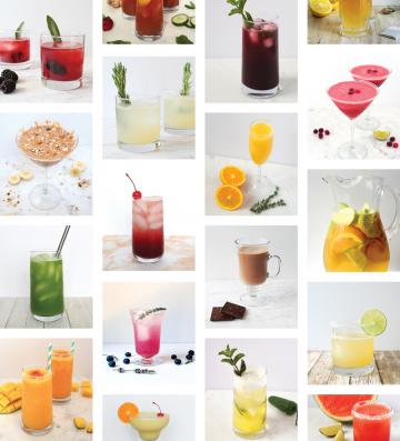 A collage of drinks from Drinking for Two: Nutritious Mocktails for the Mom-to-Be