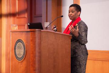 Dr. Ena Williams at the Dotson Bridge and Mentoring Program Lectureship Event. Photograph by Ashley Purvis.