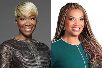 A side-by-side image of Joy-ann Reid and Latoyia Edwards