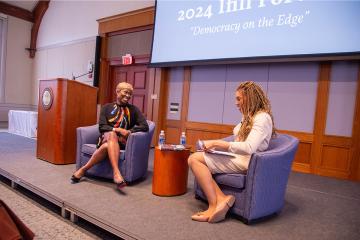 Joy Reid and Latoyia Edwards in conversation at the 2024 Ifill Forum, photograph by Ashley Purvis.
