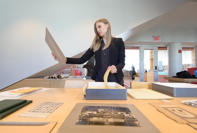 Library science student in the archives