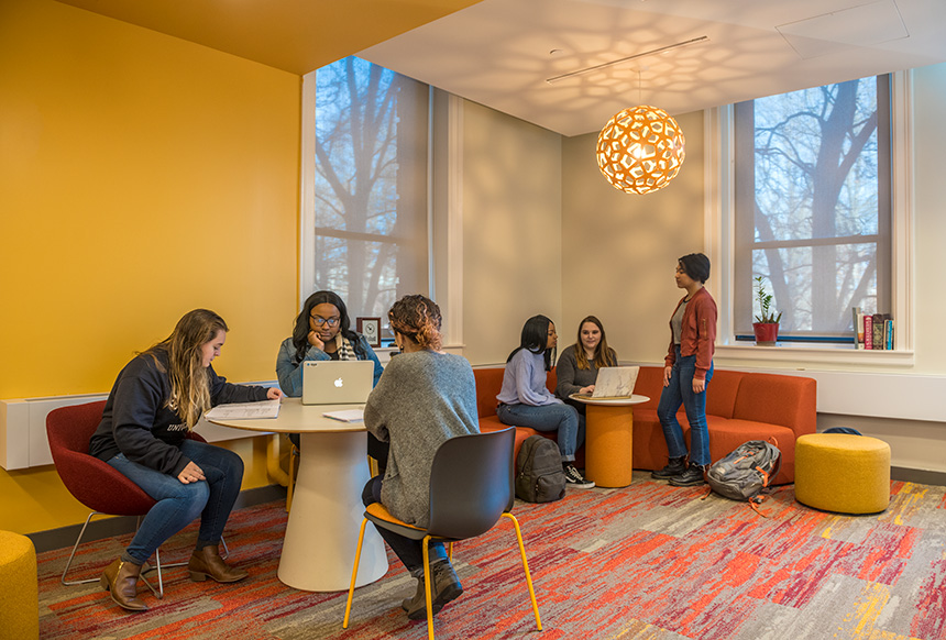 Students gathered in the Ifill School common area