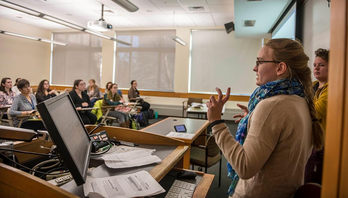 Student presenting in a class