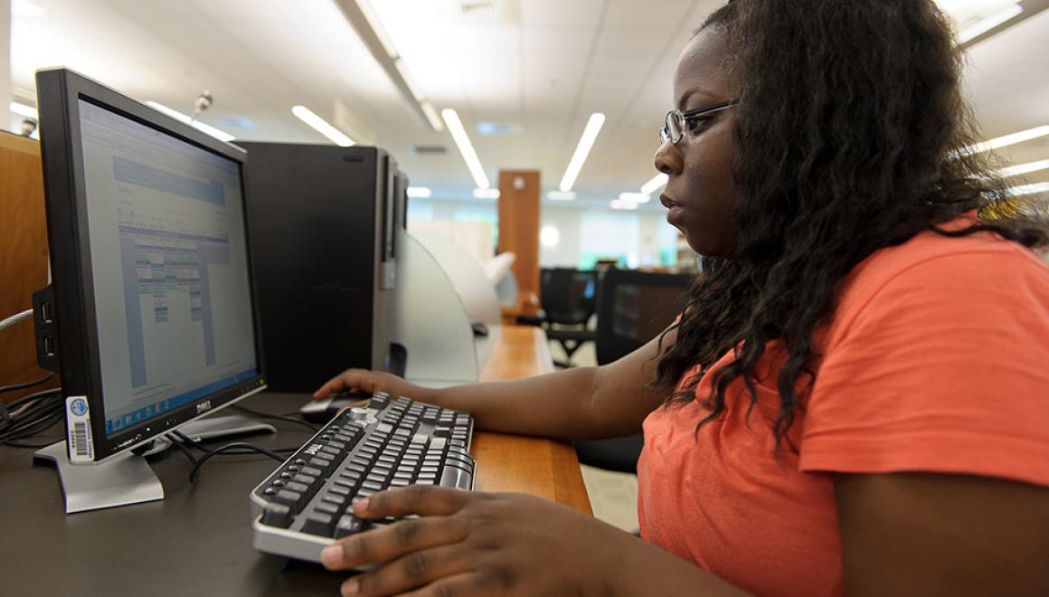 Student working on a computer