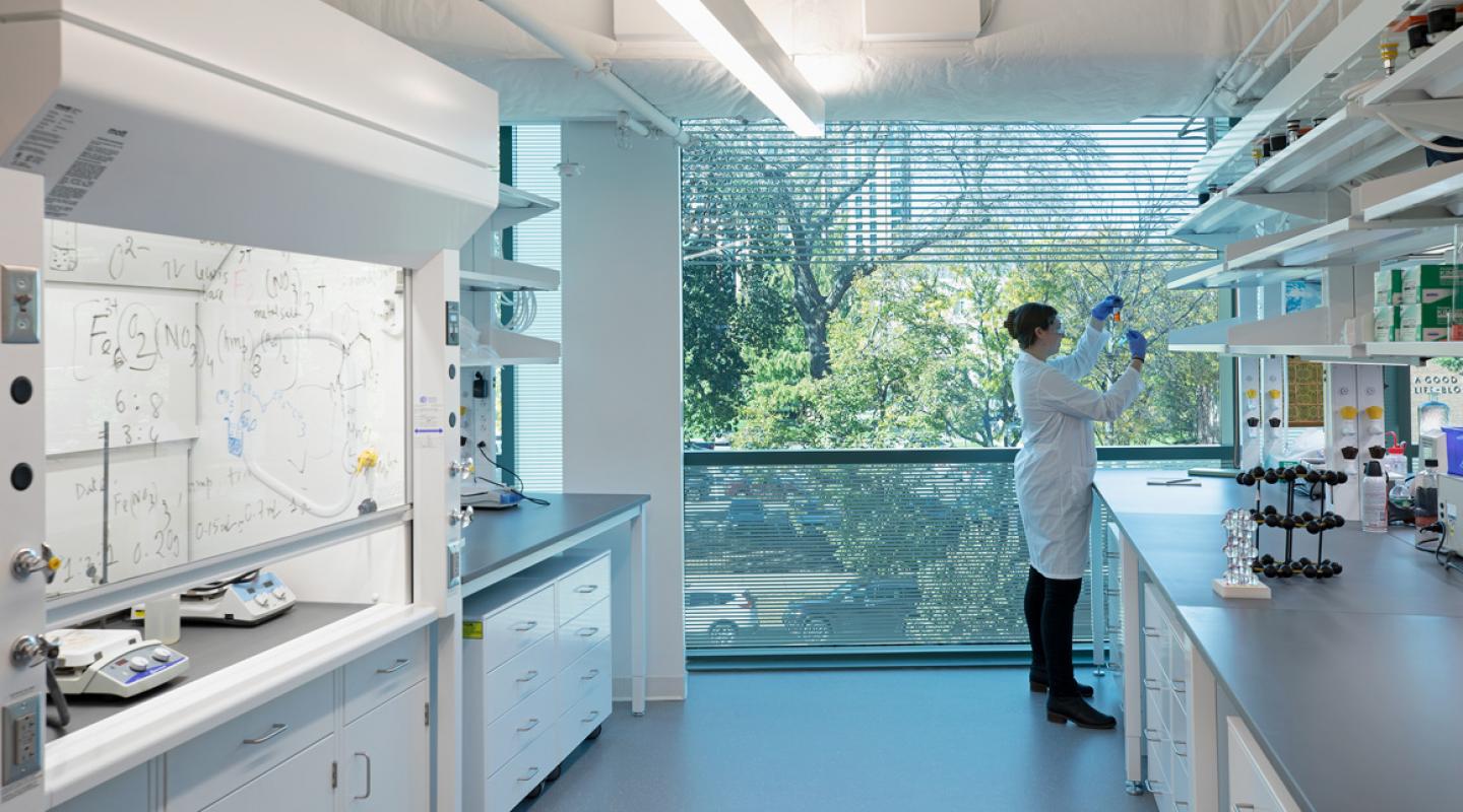 Student in a science lab