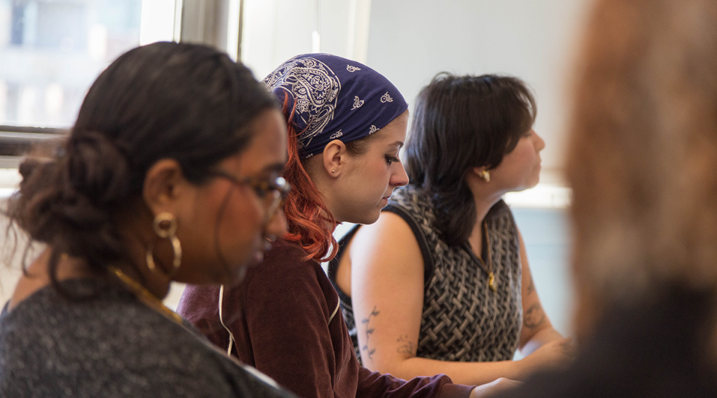 Simmons students paying attention in a class about identity and power