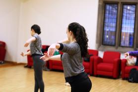 Students in an exercise class