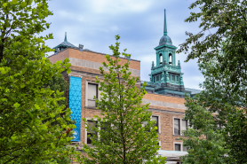 The main campus building at Simmons University