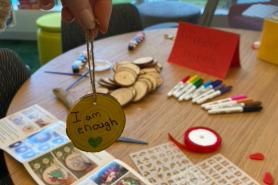 A craft activity sponsored by the Wellness Ambassadors at Simmons