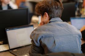 student using laptop