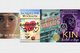 Book covers from the 2024 Horn Book winners: Do You Remember, Remember Us, The Mona Lisa Vanishes, and Kin