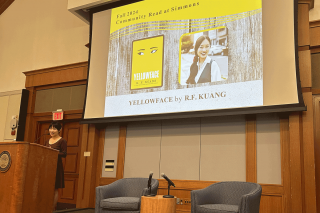 Rebecca F. Kuang speaks at the 2024 Fall Community Read, photograph by Christina Appignani