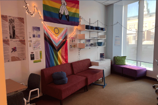 The LGBTQIA+ lounge space at Simmons