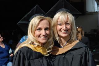 Graduates Karen MacKenzie '10,'12MSW and daughter Jen DiRico '12MBA at the 2012 Simmons Commencement.