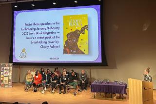 A group on stage during the 2024 Boston Globe - Horn Book Awards Ceremony