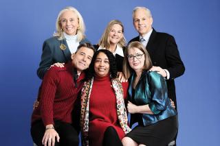 The Deans of the six schools at Simmons University: Astrid Sheil, Heather Shlosser, Paul Geisler, Michael LaSala, Ammina Kothari, and Sanda Erdelez