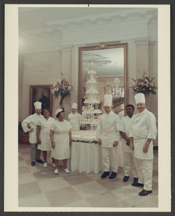 White House Chefs with Tricia Nixon's Wedding Cake. Photo courtesy of White House Historical Association