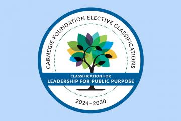 A seal for the Carnegie Foundation Elective Classification for Leadership for Public Purpose 2024-2030