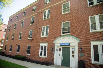 The front of Morse Hall on the Simmons University residence campus.