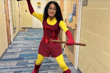 Tristie-Mattea Ortiz ’28, dressed in a daredevil costume