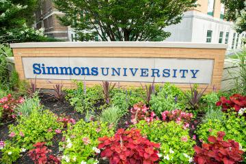 Simmons University written on exterior sign