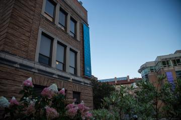 The Simmons University campus on a fall evening