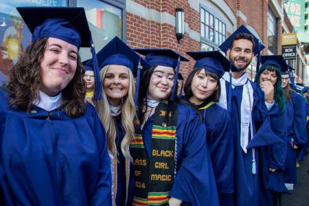 A group of students lined up for Commencement 2024