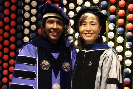 President Lynn Wooten and Honory Degree Recipient Meredith Woo