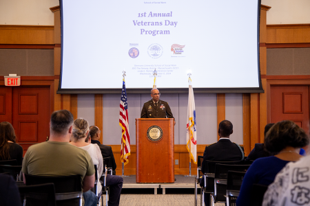 4-Star General Gary M. Brito speaking at the 2024 Veteran's Day Program