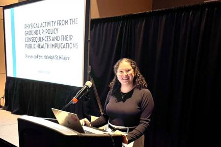 Haleigh St.Hilaire ’24, ’26MPH presenting research at the New England chapter of the American College of Sports Medicine (NEACSM) conference