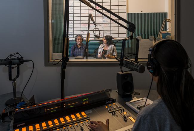 Student doing a radio show