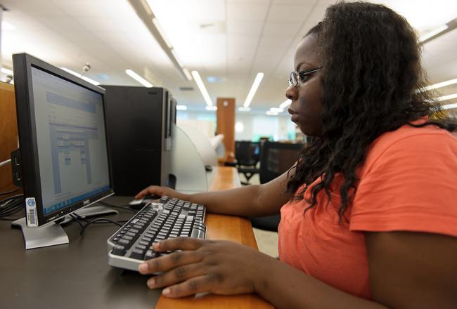 Student working on a computer