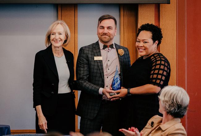 Judy Woodruff, Dean Brian Norman and Yamiche Alcindor at the Ifill Forum