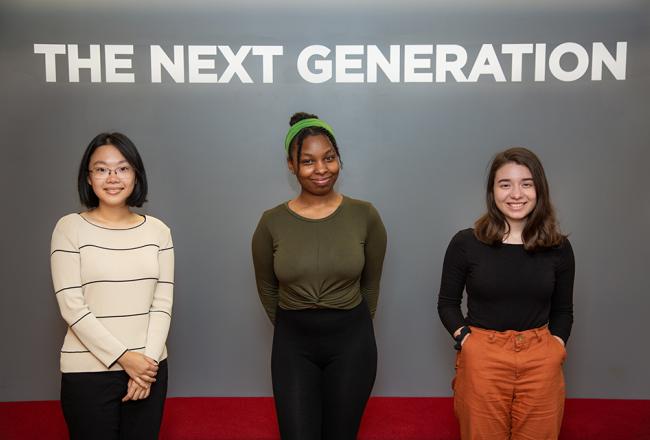 Ifill Scholarship Recipients from left: Anna Zhang '20, Autumn Ledgister-Cummins '20 and Juliana Gamba '20