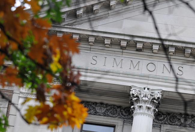 Simmons University Main College Building in the fall