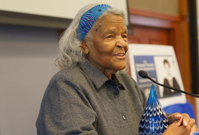 Elizabeth Rawlins at the podium during the 2023 Black Alumnae Symposium