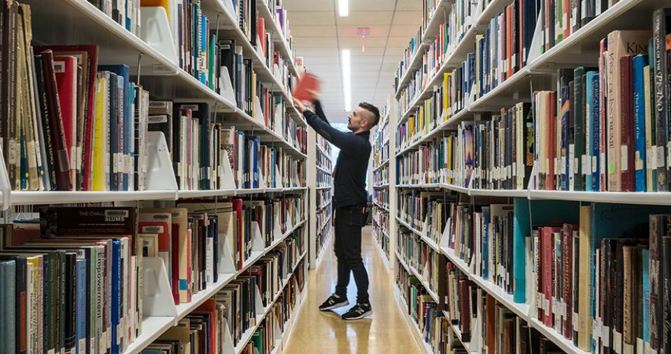 Student in the library