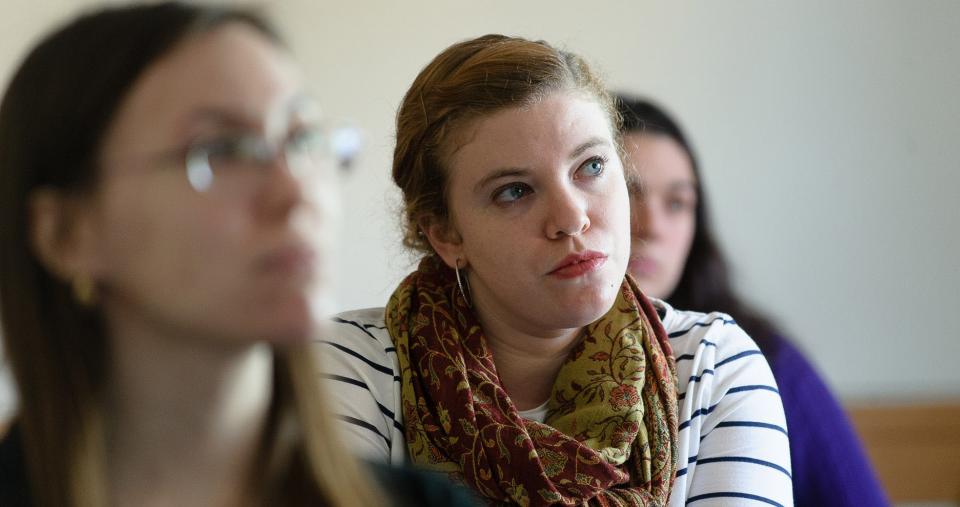 Students sitting in a LIS class