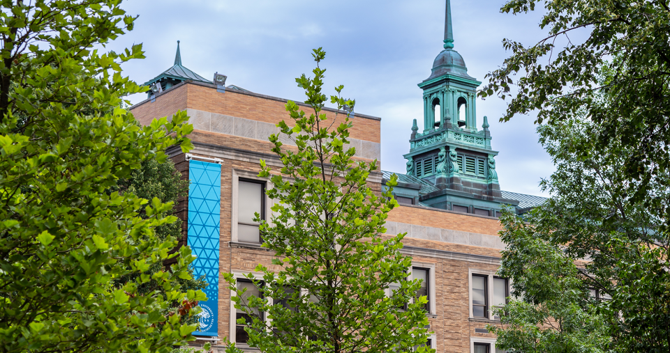 The main campus building at Simmons University