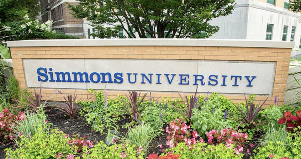 Simmons University written on exterior sign