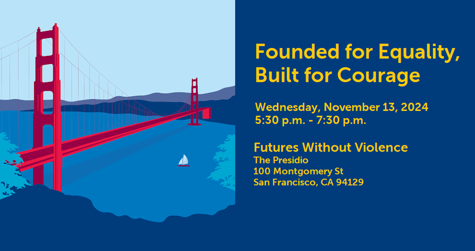 Founded for Equality, Built for Courage event banner with drawing of Golden Gate Bridge