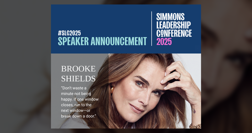 Image of Brooke Shields, keynote speaker at 2025 Simmons Leadership Conference