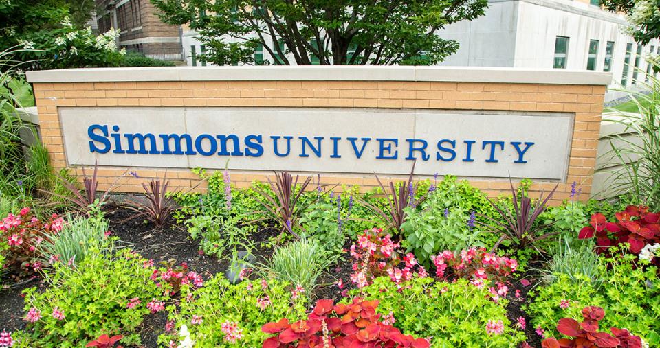 Simmons University written on exterior sign